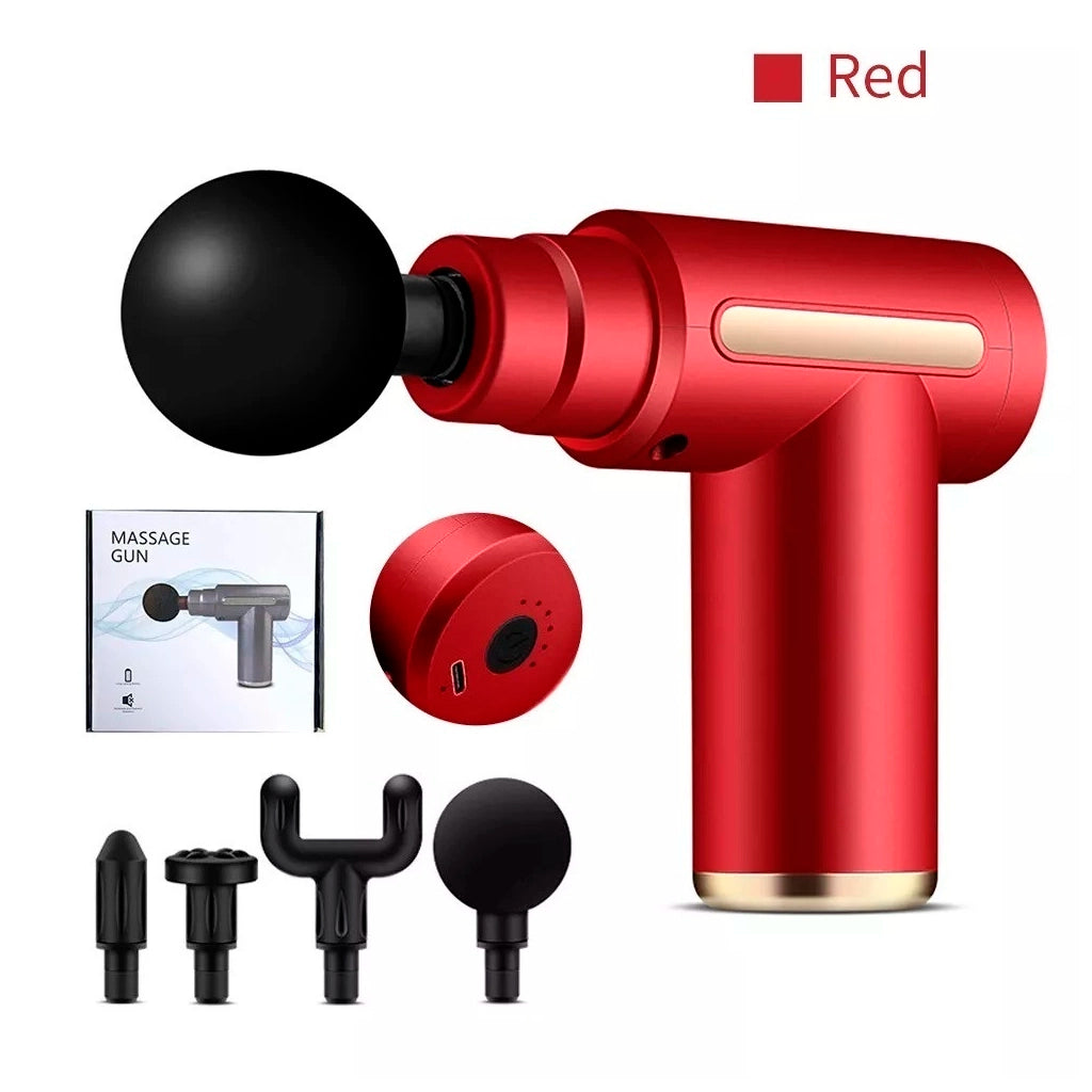 pistola de massagem eletrica profissional vermelha kit