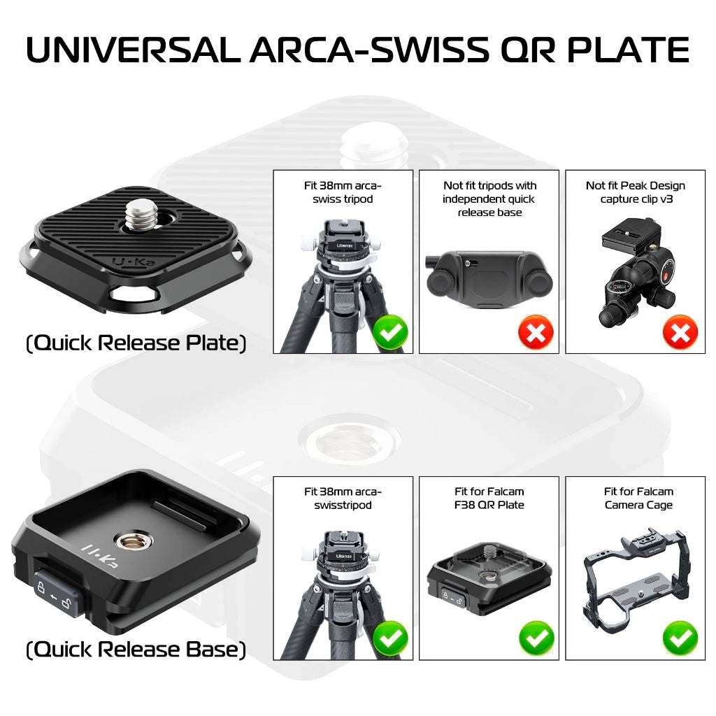 placa de liberacao rapida 1 em 4 ulanzi uka01 kit completo